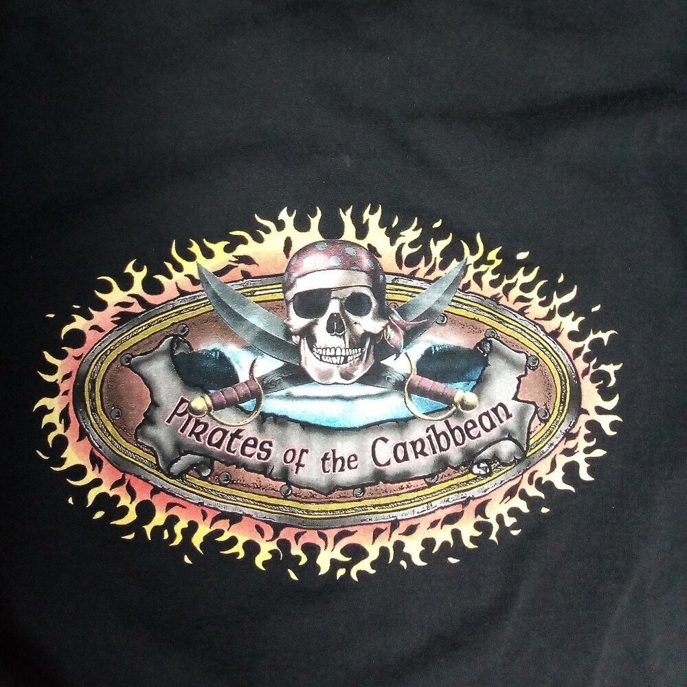 Vintage Y2K Disney Pirates Of The Caribbean Flames Long Sleeve T-Shirt